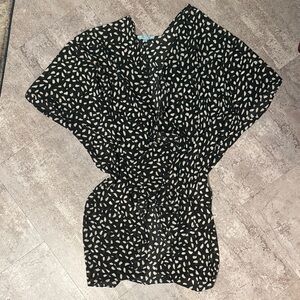 She + Sky Black and Cream Patterned Coverup